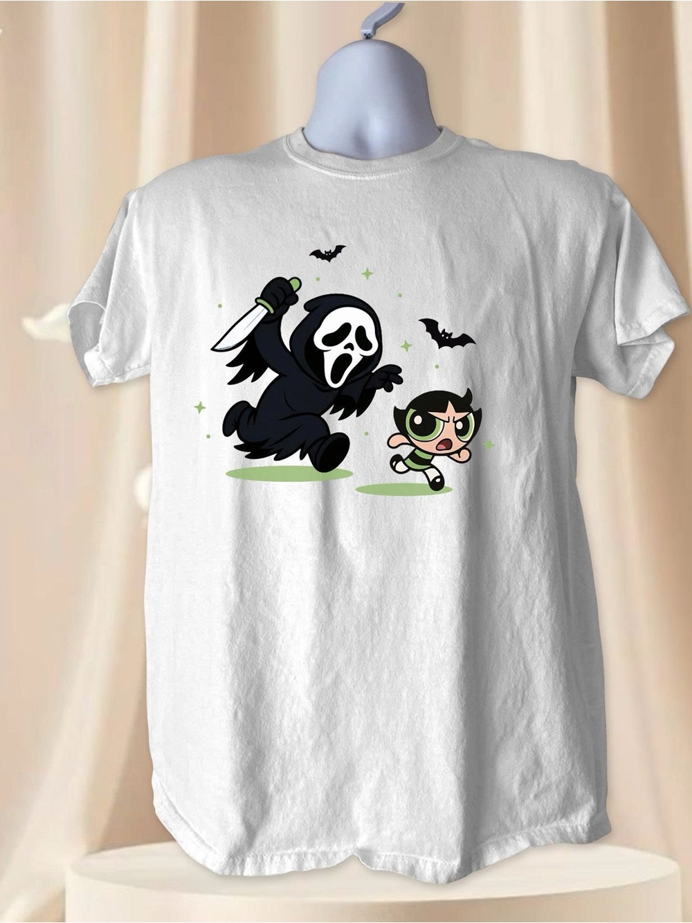 Scream Halloween Powerpuff Girl Graphic Tee Y2K Spooky Cartoon Unisex T-shirt